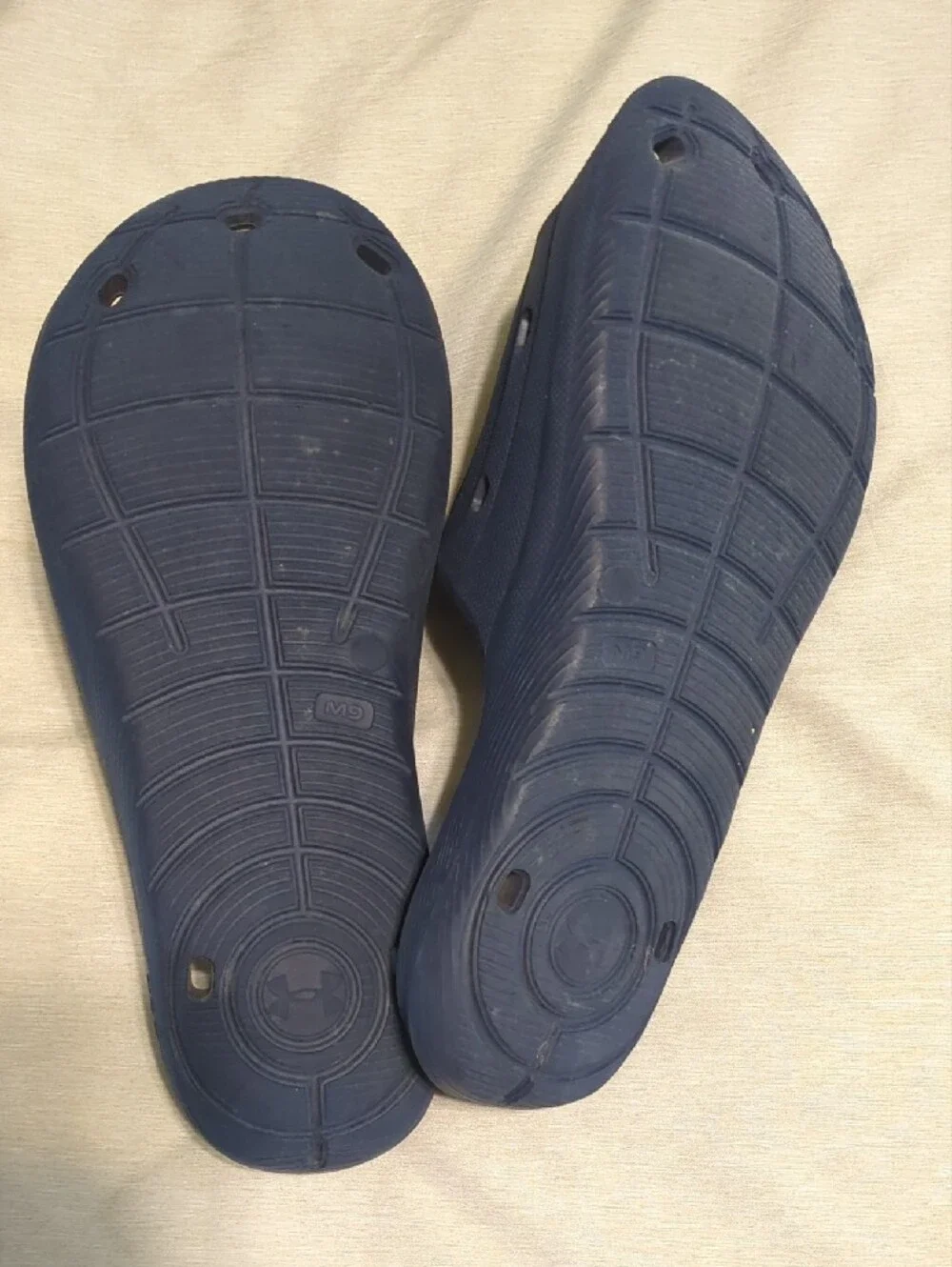 Under Armour Navy Blue Unisex's Slide Sandals with White Logo